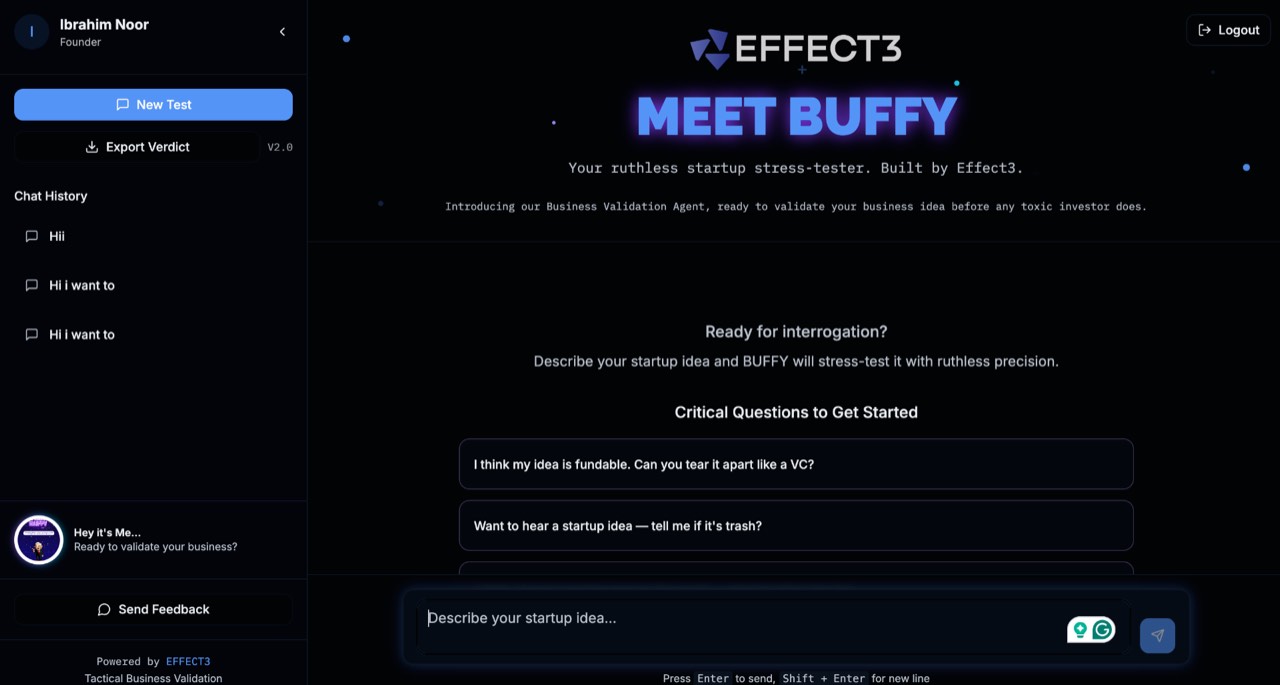 Buffy Business Validator  -  AI Agent That Stress-Tests Startup Ideas Like a VC