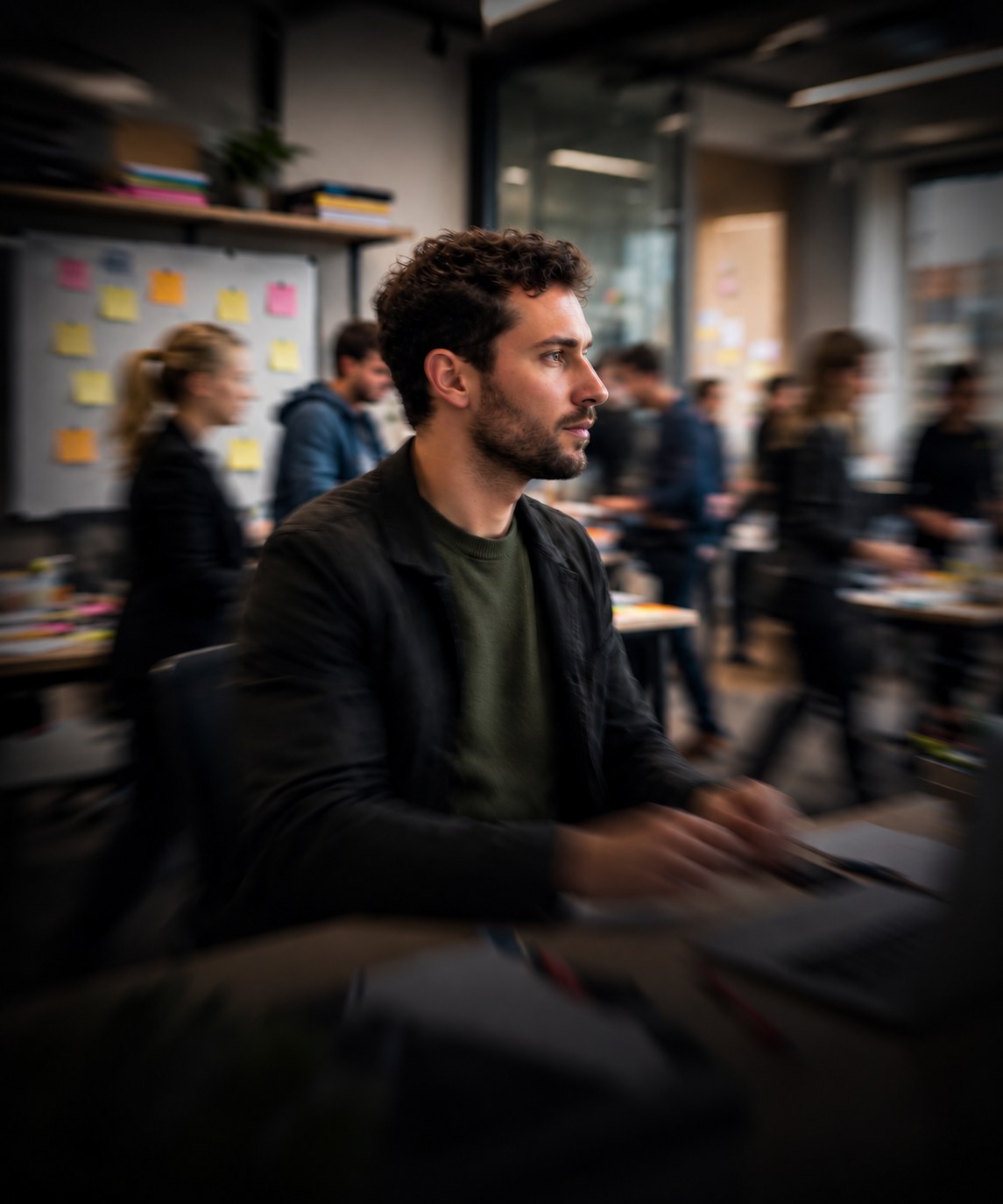 Et virksomhedsimplementeringsteam, der samarbejder i et driftsstudie