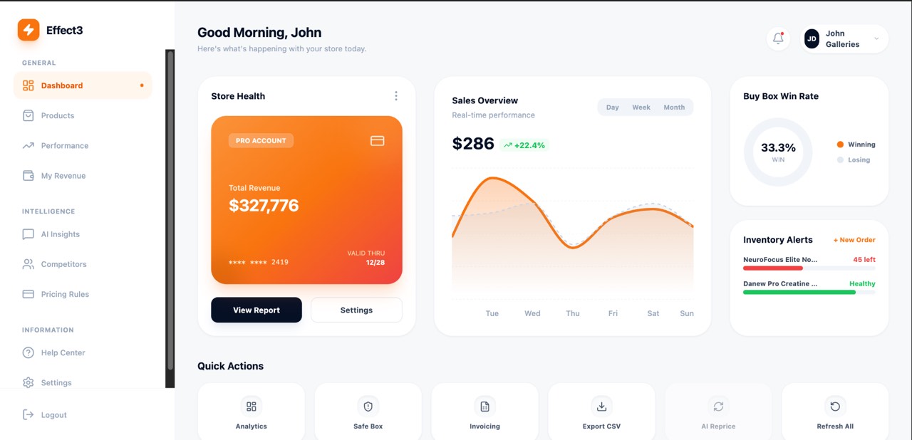 Repricing Monitoring Dashboard  -  Live Pricing Signals, Margin Watch, and Competitor Tracking dashboard preview